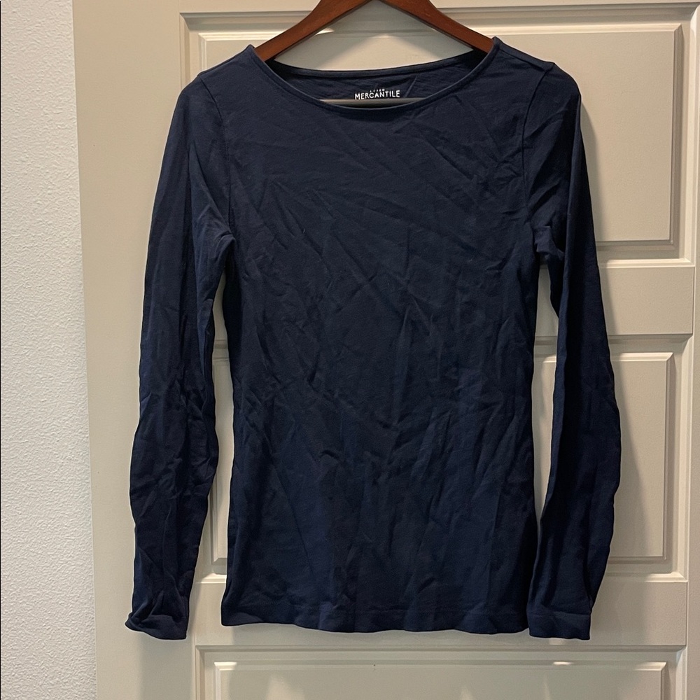 J Crew Factory Deep Blue Long Sleeve Tee